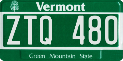 VT license plate ZTQ480