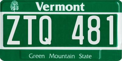 VT license plate ZTQ481