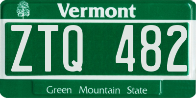 VT license plate ZTQ482