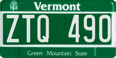 VT license plate ZTQ490
