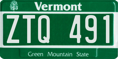 VT license plate ZTQ491