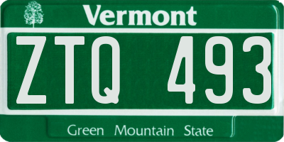 VT license plate ZTQ493