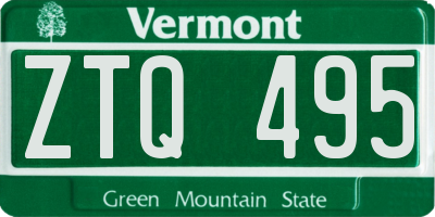 VT license plate ZTQ495
