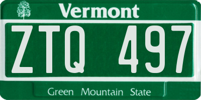 VT license plate ZTQ497