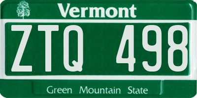 VT license plate ZTQ498