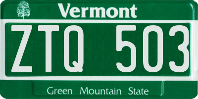 VT license plate ZTQ503