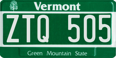VT license plate ZTQ505