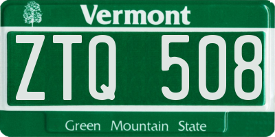 VT license plate ZTQ508