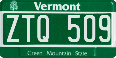 VT license plate ZTQ509