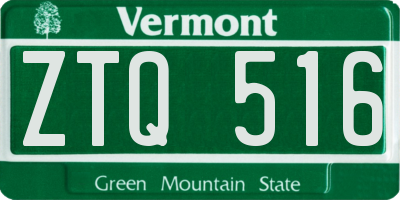 VT license plate ZTQ516