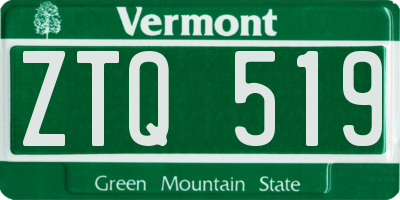 VT license plate ZTQ519