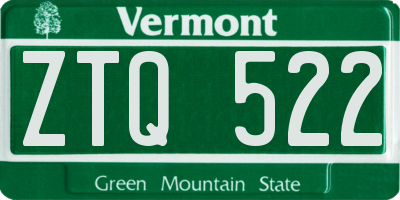 VT license plate ZTQ522