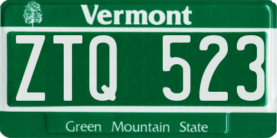 VT license plate ZTQ523