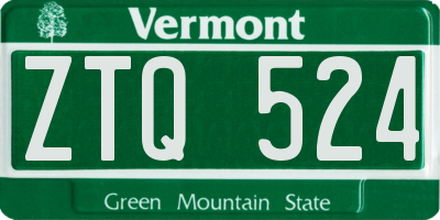 VT license plate ZTQ524