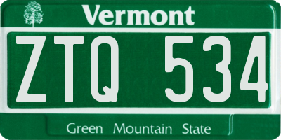 VT license plate ZTQ534