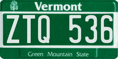 VT license plate ZTQ536