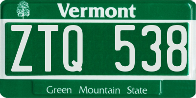 VT license plate ZTQ538