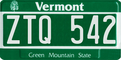 VT license plate ZTQ542