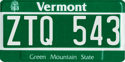 VT license plate ZTQ543