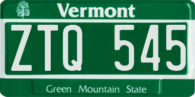 VT license plate ZTQ545