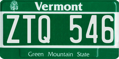 VT license plate ZTQ546
