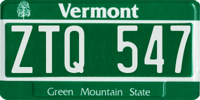 VT license plate ZTQ547