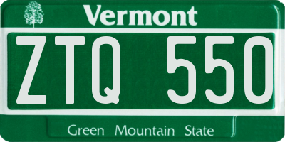 VT license plate ZTQ550