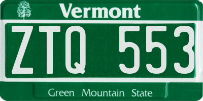 VT license plate ZTQ553