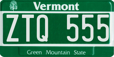 VT license plate ZTQ555