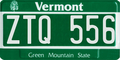 VT license plate ZTQ556