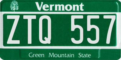 VT license plate ZTQ557