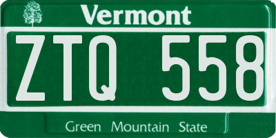 VT license plate ZTQ558
