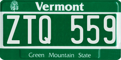 VT license plate ZTQ559