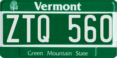 VT license plate ZTQ560
