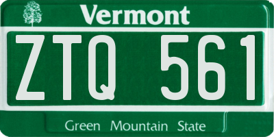 VT license plate ZTQ561