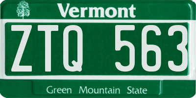 VT license plate ZTQ563