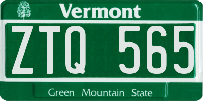 VT license plate ZTQ565
