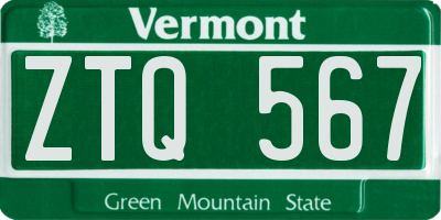 VT license plate ZTQ567