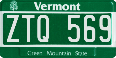 VT license plate ZTQ569