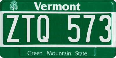 VT license plate ZTQ573