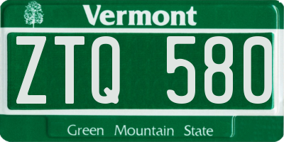VT license plate ZTQ580