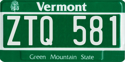 VT license plate ZTQ581
