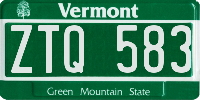 VT license plate ZTQ583