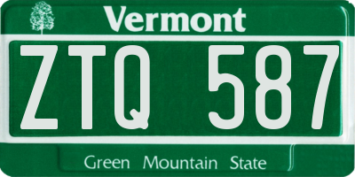VT license plate ZTQ587