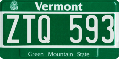 VT license plate ZTQ593