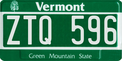 VT license plate ZTQ596