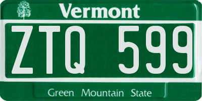 VT license plate ZTQ599