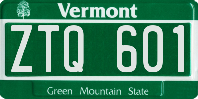 VT license plate ZTQ601