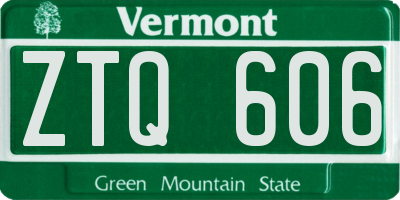 VT license plate ZTQ606