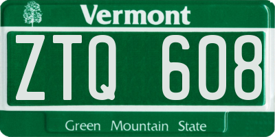 VT license plate ZTQ608
